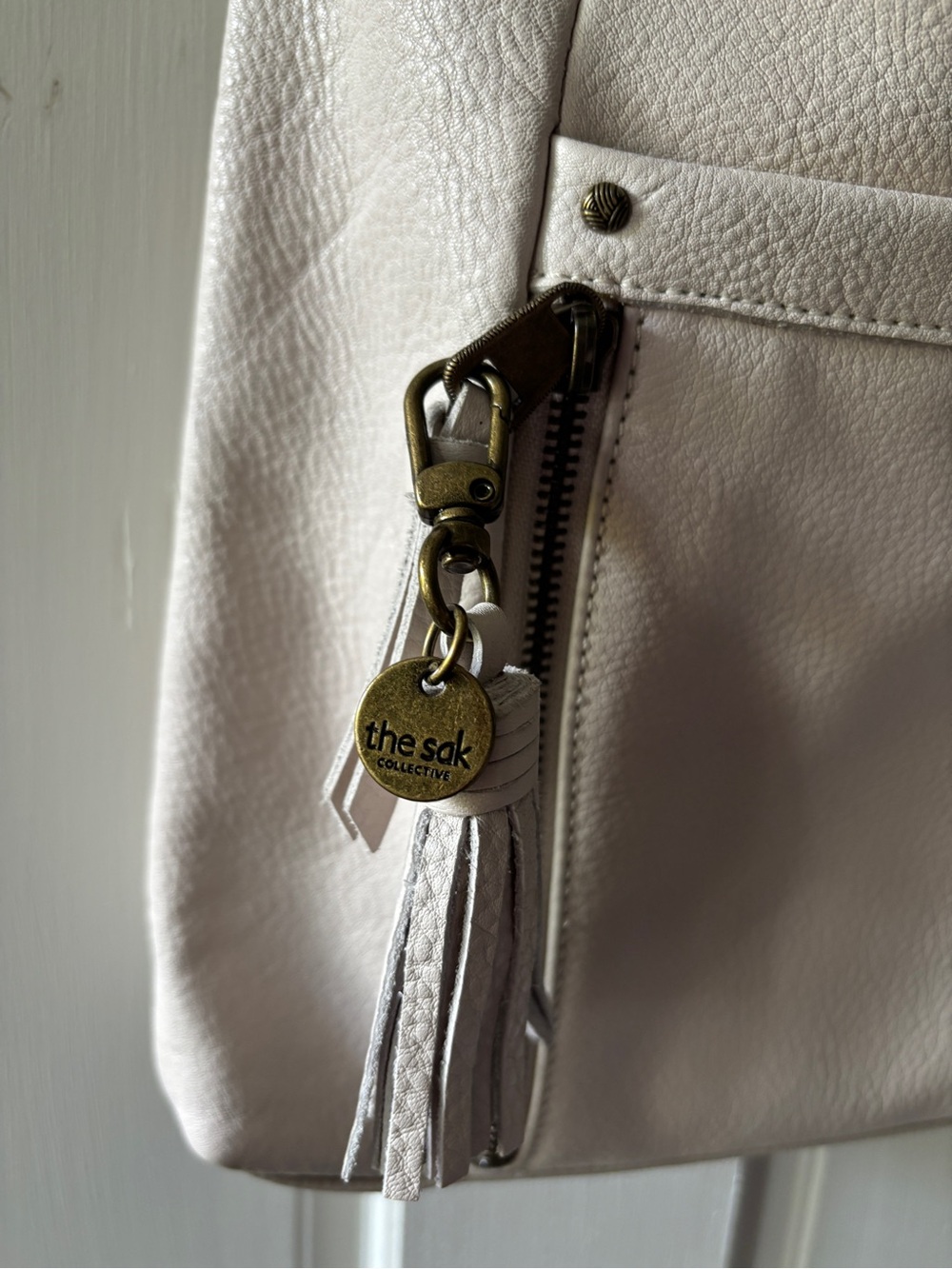 The Sak Collective Pebbled Leather Crossbody in Light Cream - Picture 3 of 8